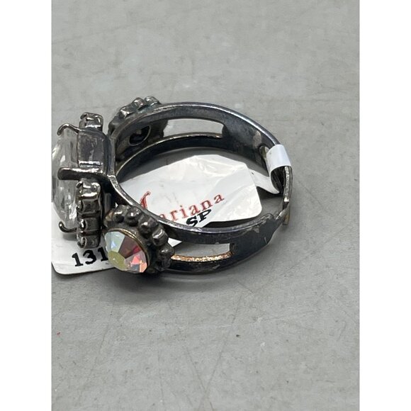 Mariana ring clear iridescence circle crystals handmade statement os READ NEW - Picture 3 of 5